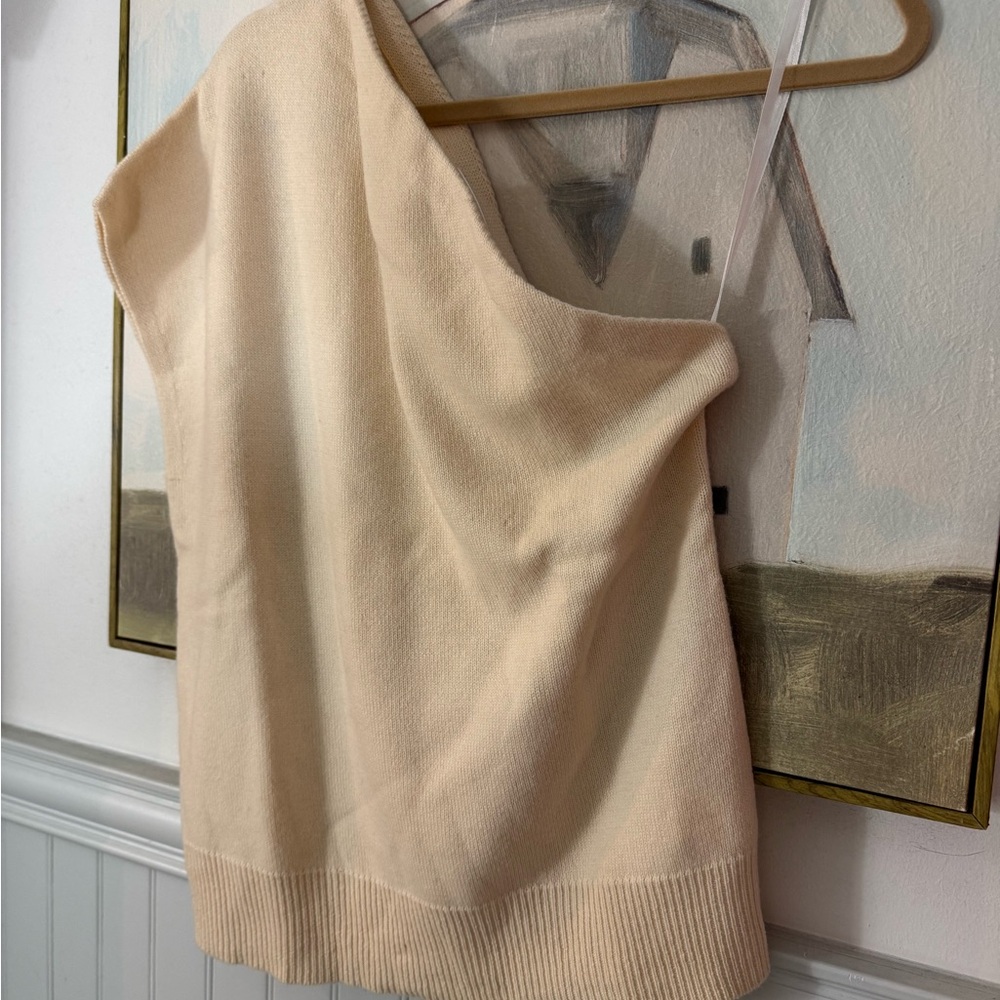 MICHAEL KORS Off-Shoulder Asymmetrical Cream Sweater Size M - Picture 2 of 8